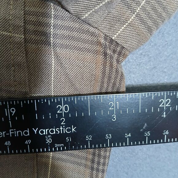 Talbots Women 14 Brown Plaid 100% Cotton V Neck Blazer Office Business - Picture 11 of 12